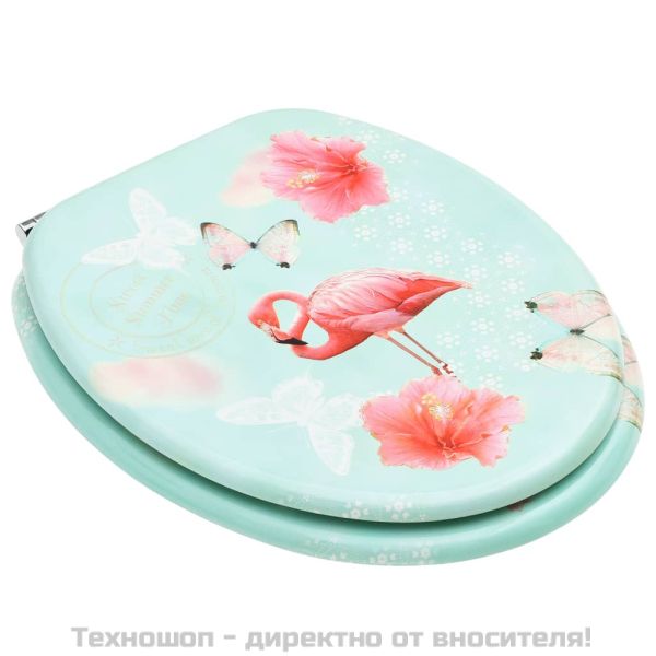 WC тоалетна седалка с капак, МДФ, дизайн фламинго