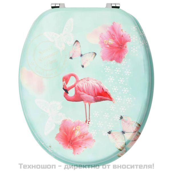 WC тоалетна седалка с капак, МДФ, дизайн фламинго