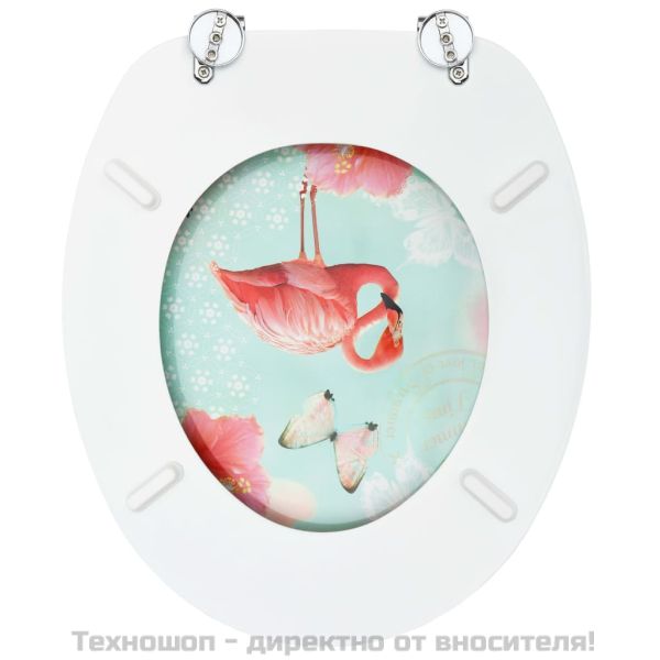 WC тоалетна седалка с капак, МДФ, дизайн фламинго