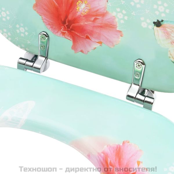 WC тоалетна седалка с капак, МДФ, дизайн фламинго