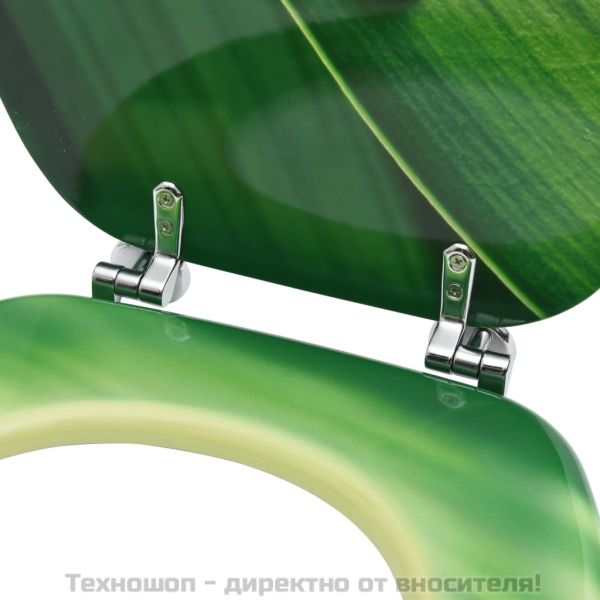 WC тоалетна седалка с капак, МДФ, дизайн зелени водни капки