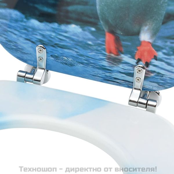 WC тоалетна седалка с капак, МДФ, дизайн пингвини