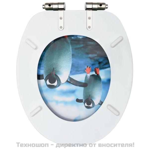 Тоалетна седалка капак с плавно затваряне МДФ дизайн пингвини
