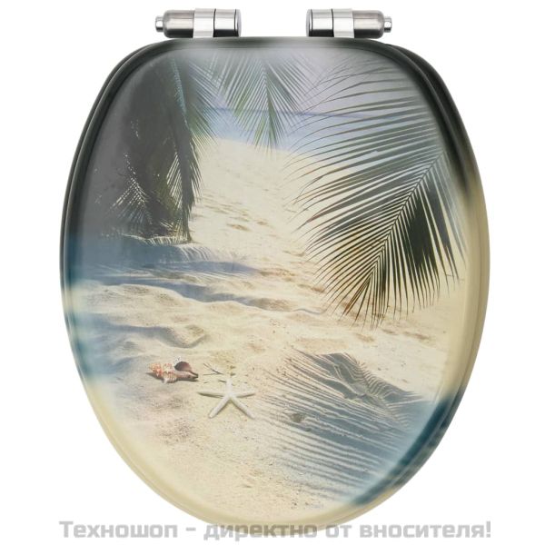 Тоалетна седалка капак с плавно затваряне МДФ дизайн плаж
