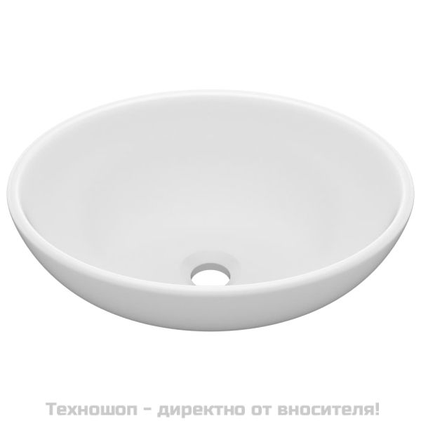 Луксозна овална мивка, матирана, бяла, 40x33 см, керамика