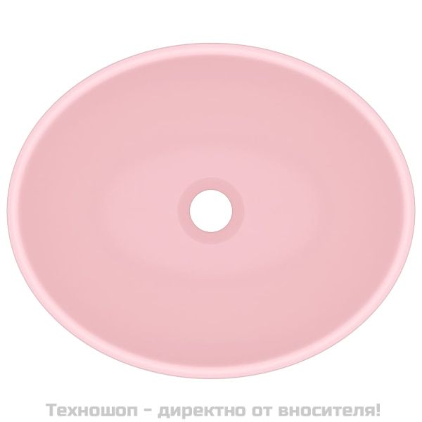 Луксозна овална мивка, матово розова, 40x33 см, керамика