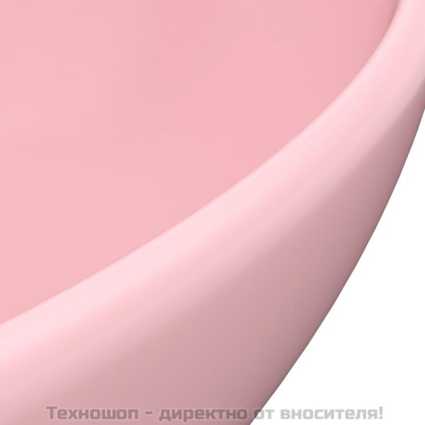 Луксозна овална мивка, матово розова, 40x33 см, керамика