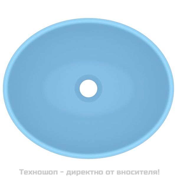Луксозна овална мивка, матово светлосиня, 40x33 см, керамика