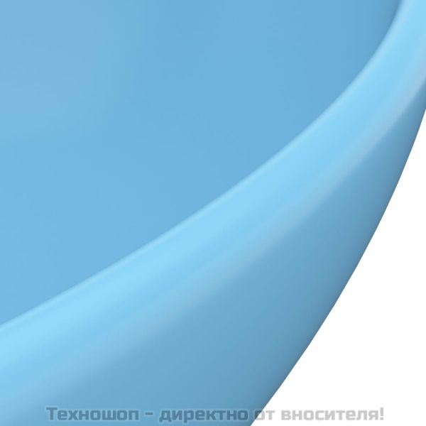 Луксозна овална мивка, матово светлосиня, 40x33 см, керамика