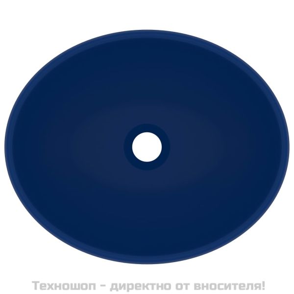 Луксозна овална мивка, матово тъмносиня, 40x33 см, керамика