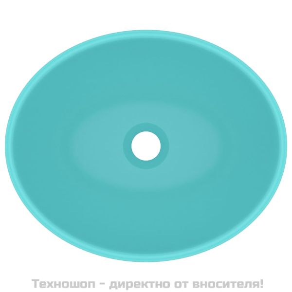 Луксозна овална мивка, матово светлозелена, 40x33 см, керамика