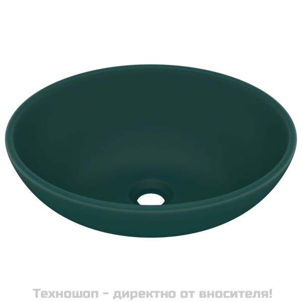 Луксозна овална мивка, матово тъмнозелена, 40x33 см, керамика