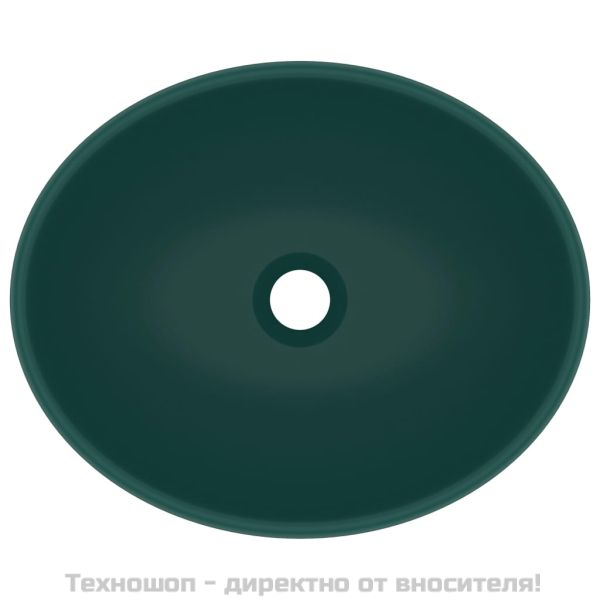 Луксозна овална мивка, матово тъмнозелена, 40x33 см, керамика