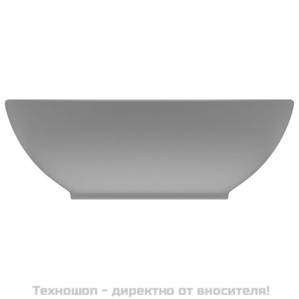 Луксозна овална мивка, матово светлосива, 40x33 см, керамика