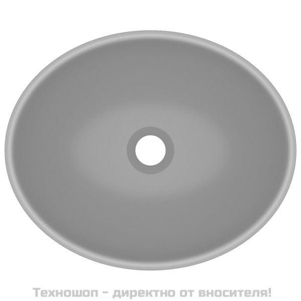Луксозна овална мивка, матово светлосива, 40x33 см, керамика