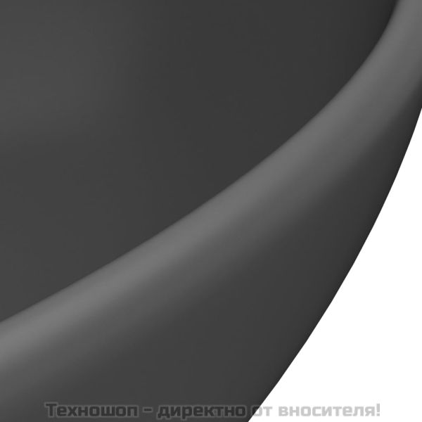 Луксозна овална мивка, матово тъмносива, 40x33 см, керамика