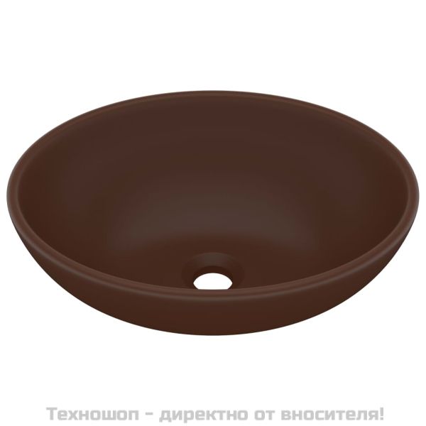 Луксозна овална мивка, матово тъмнокафява, 40x33 см, керамика