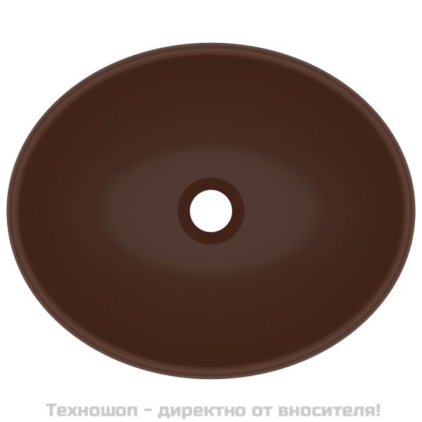 Луксозна овална мивка, матово тъмнокафява, 40x33 см, керамика