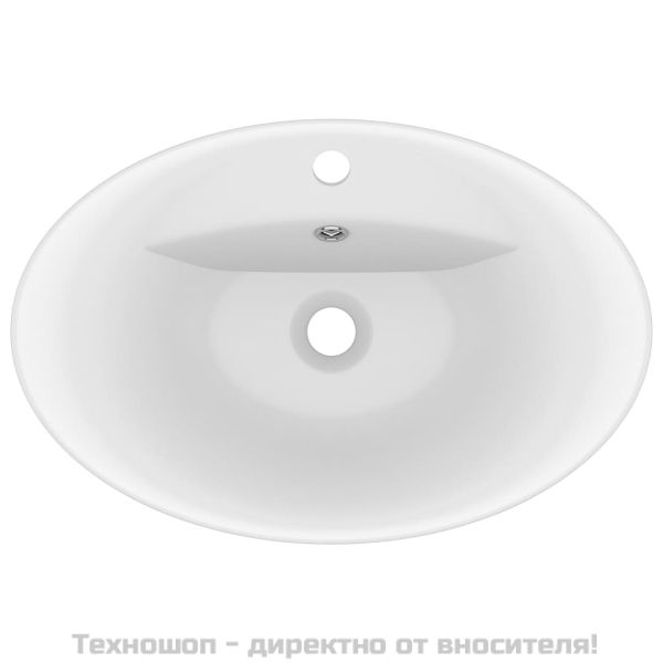 Мивка с преливник лукс овал бял мат 58,5x39 см керамика