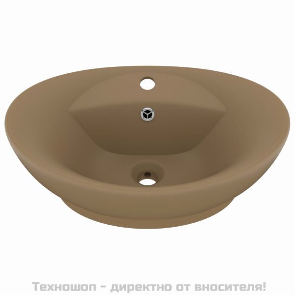 Мивка с преливник лукс овал кремав мат 58,5x39 см керамика