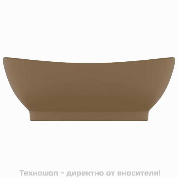 Мивка с преливник лукс овал кремав мат 58,5x39 см керамика