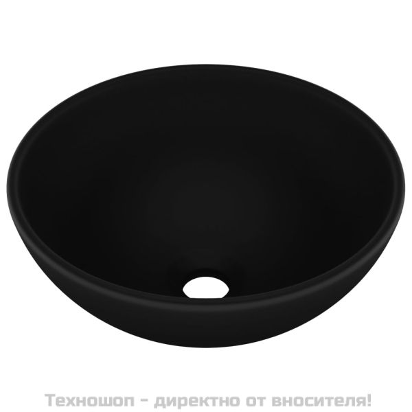Мивка за баня лукс кръгла матово черна 32,5x14 см керамика