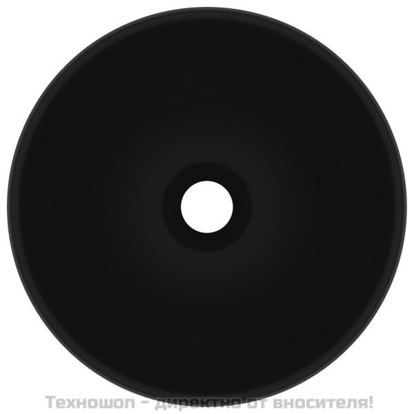 Мивка за баня лукс кръгла матово черна 32,5x14 см керамика