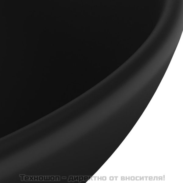 Мивка за баня лукс кръгла матово черна 32,5x14 см керамика