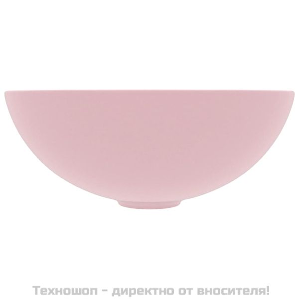 Керамична мивка за баня, матово розова, кръгла