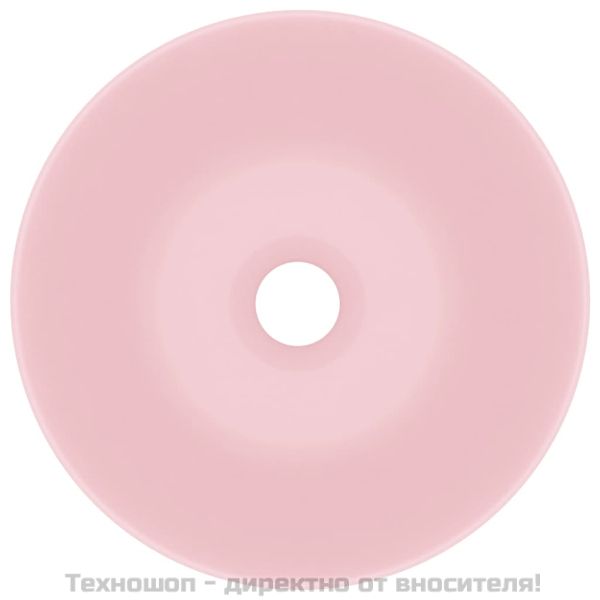 Керамична мивка за баня, матово розова, кръгла
