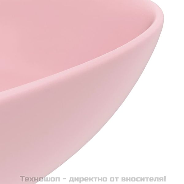 Керамична мивка за баня, матово розова, кръгла