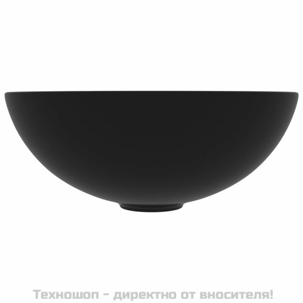 Керамична мивка за баня, матово черна, кръгла