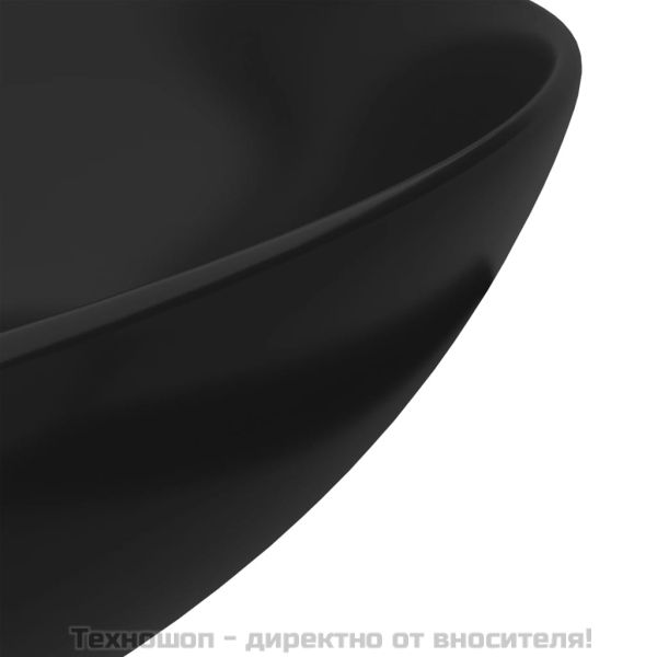 Керамична мивка за баня, матово черна, кръгла