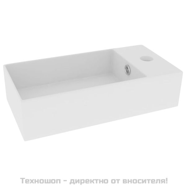 Мивка за баня с преливник, керамична, матово бяла