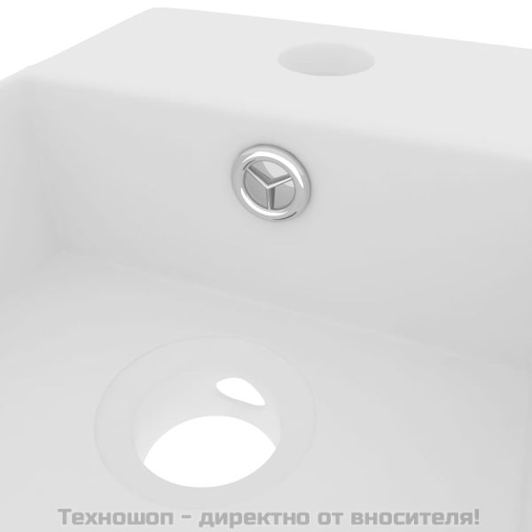 Мивка за баня с преливник, керамична, матово бяла