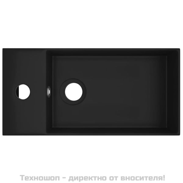Мивка за баня с преливник, керамична, матово черна