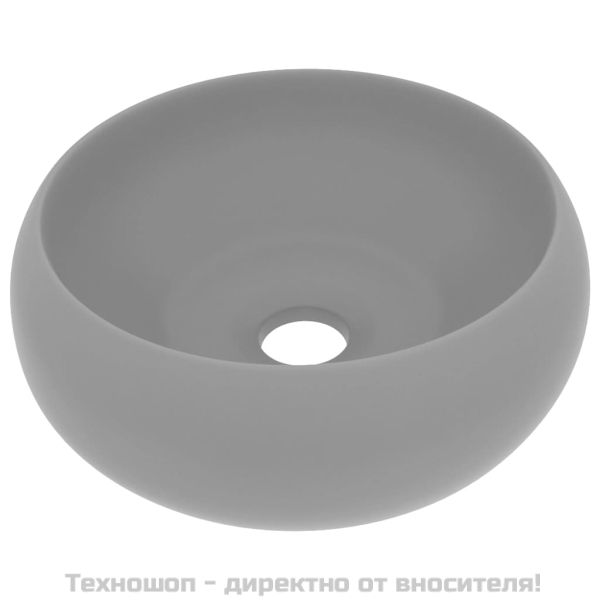 Луксозна кръгла мивка, матово светлосива, 40x15 см, керамика