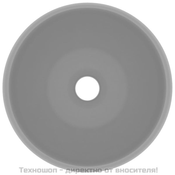 Луксозна кръгла мивка, матово светлосива, 40x15 см, керамика