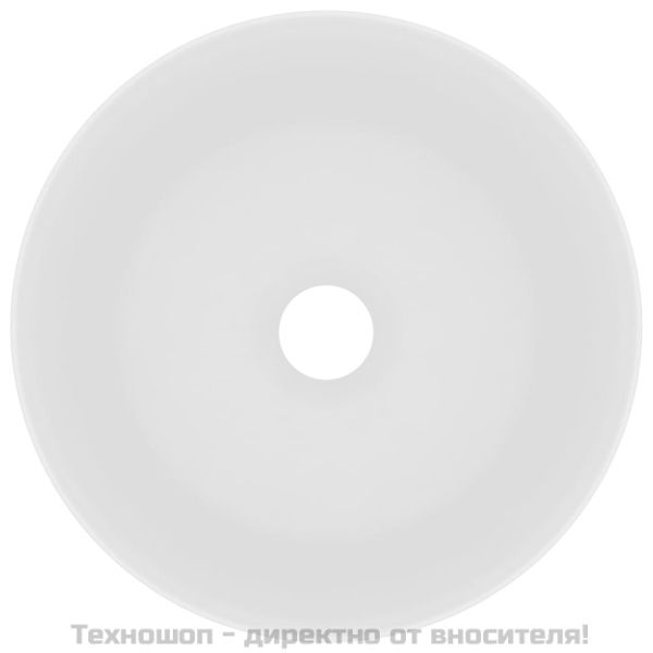 Луксозна кръгла мивка, матово бяла, 40x15 см, керамика