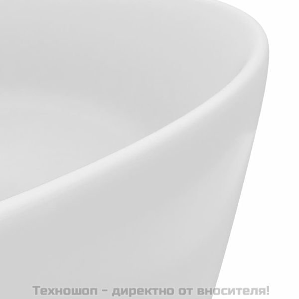 Луксозна кръгла мивка, матово бяла, 40x15 см, керамика
