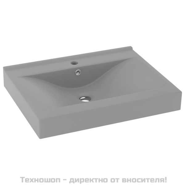 Луксозна мивка с отвор за кран светлосив мат 60x46 см керамика