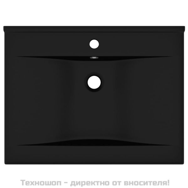 Луксозна мивка с отвор за кран черен мат 60x46 см керамика