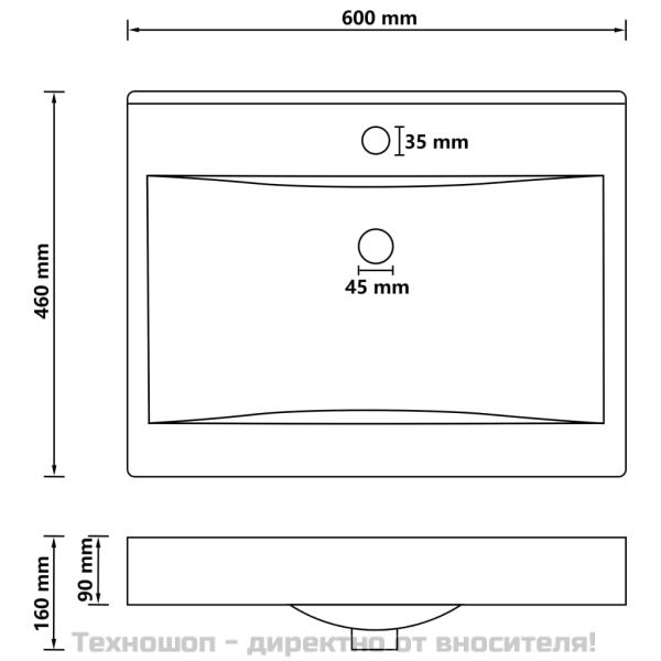 Луксозна мивка с отвор за кран черен мат 60x46 см керамика