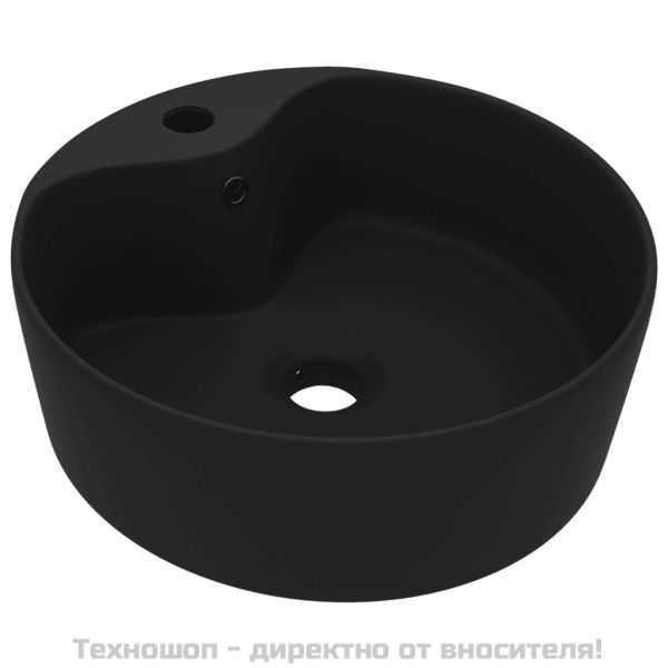 Луксозна мивка с преливник черен мат 36x13 см керамика