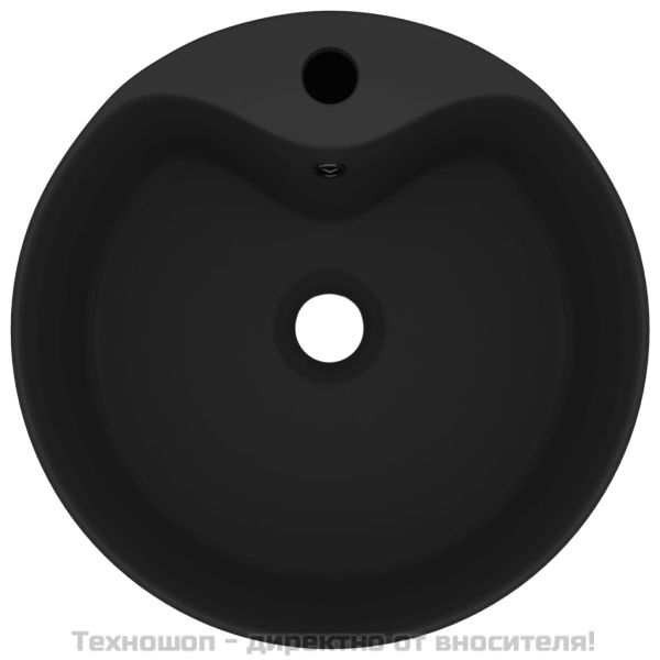 Луксозна мивка с преливник черен мат 36x13 см керамика