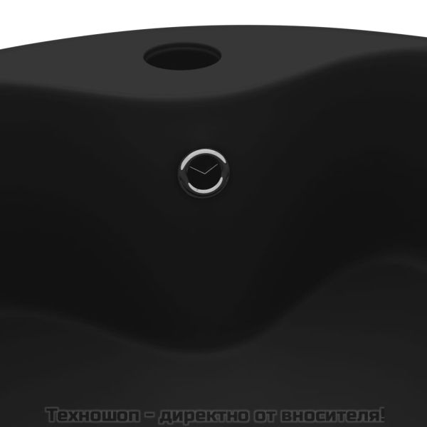 Луксозна мивка с преливник черен мат 36x13 см керамика