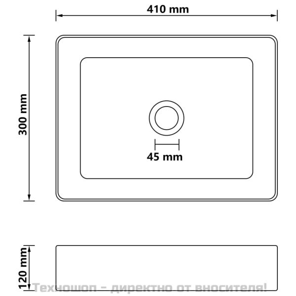 Луксозна мивка, матово кремава, 41x30x12 см, керамика