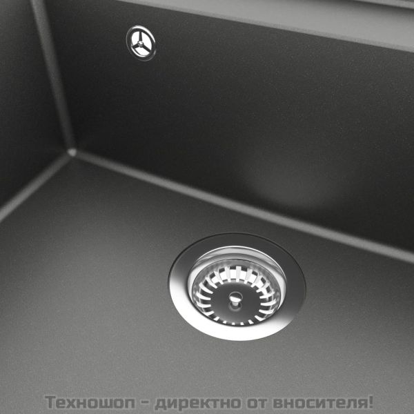 Кухненска мивка с преливник, сива, гранит