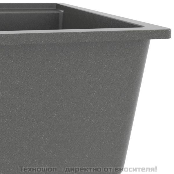 Кухненска мивка с преливник, сива, гранит