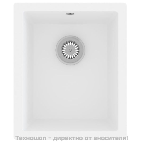 Кухненска мивка с преливник, бяла, гранит